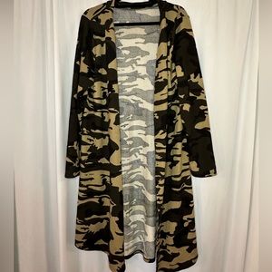 Camo long cardigan